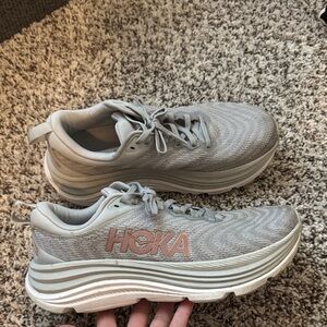 Hoka Gray and Pink Athletic Shoes